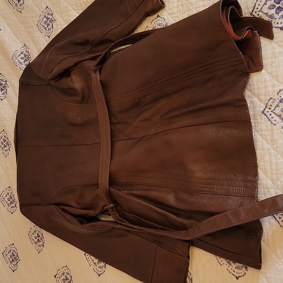 Vintage Berman's Leather Mid Trench W/Belt Approx Size M - Picture 8 of 8